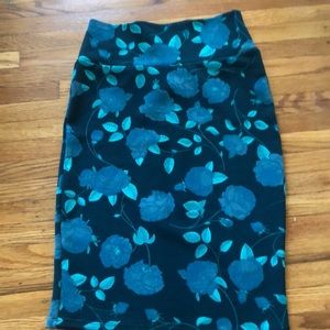 Floral rose pencil skirt